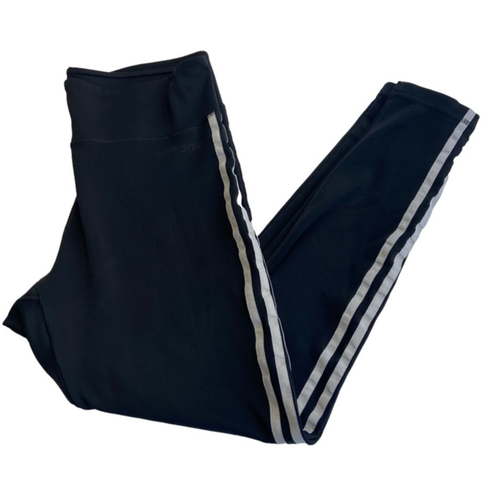NEW Adidas Climalite Black Leggings Three Stripes Size Large Minimalist Workout